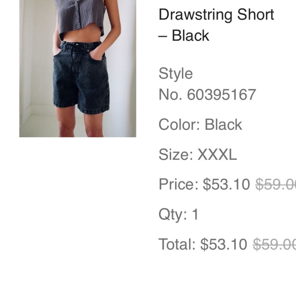 Urban Outfitters BDG Poppy Denim Drawstring Short – Black size XXXL Plus Size - Picture 2 of 8